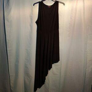 Black Sleeveless Asymmetric High-Low Dress | Flowing A-Line Party Dress